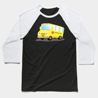 Cute happy yellow school bus cartoon Baseball T-Shirt